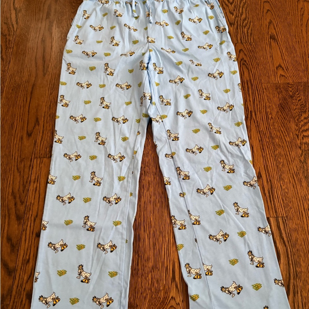 Kids Light Blue Pajama Bottoms with Puppy Print
